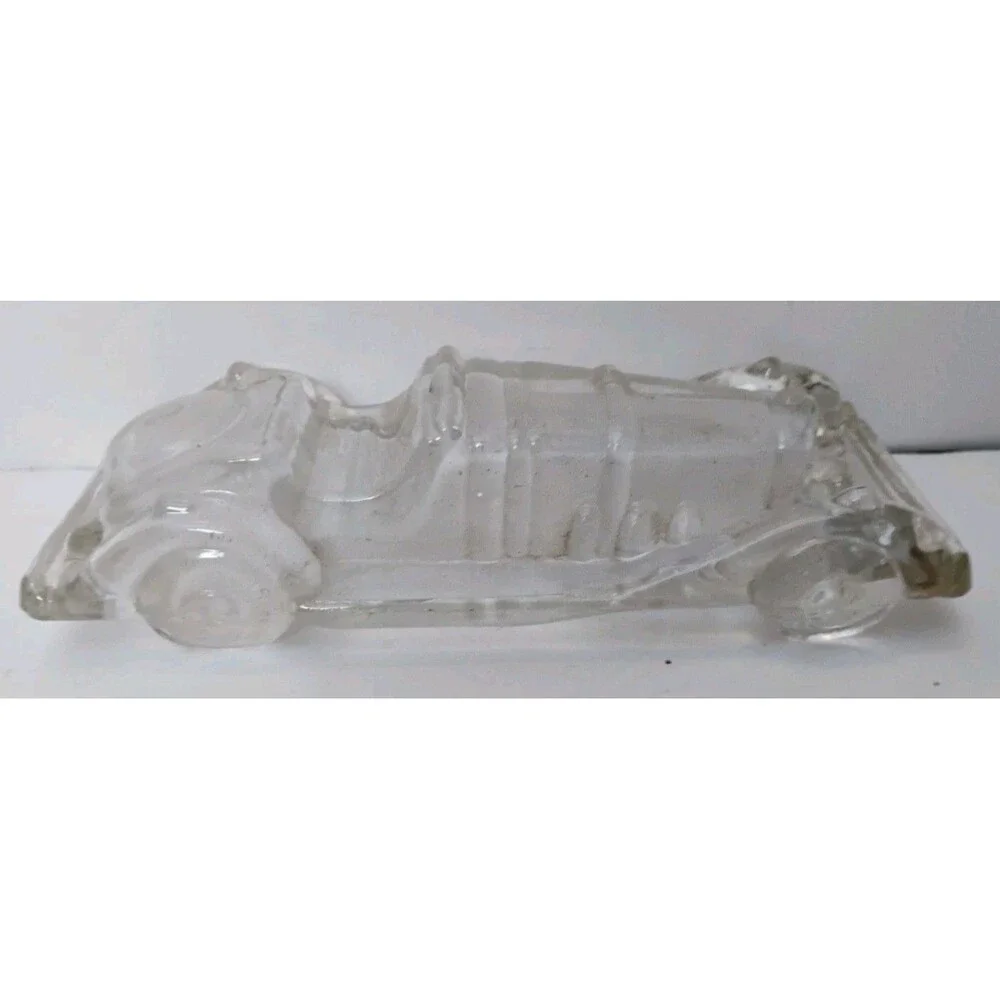 Vintage Clear Glass Mercedes Benz 500K Roadster Car Figurine Paperweight 6.5